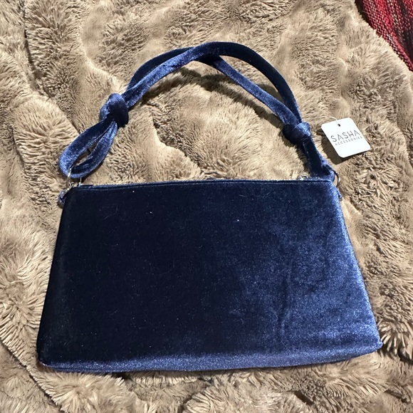 Sasha Handbags - Sasha Navy Velvet Clutch